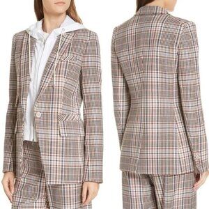 Veronica Beard Fuller Cream Check Plaid Dickey Jacket Size 10